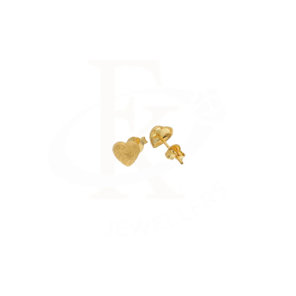 Gold Heart Shaped Earring 21Kt - Fkjern21Km8369 Earrings