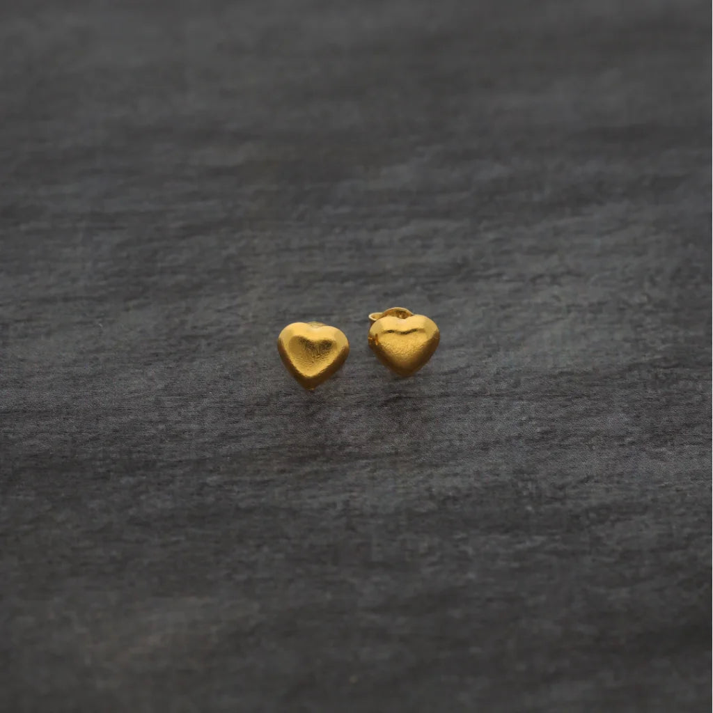 Gold Heart Shaped Earring 21Kt - Fkjern21Km8370 Earrings