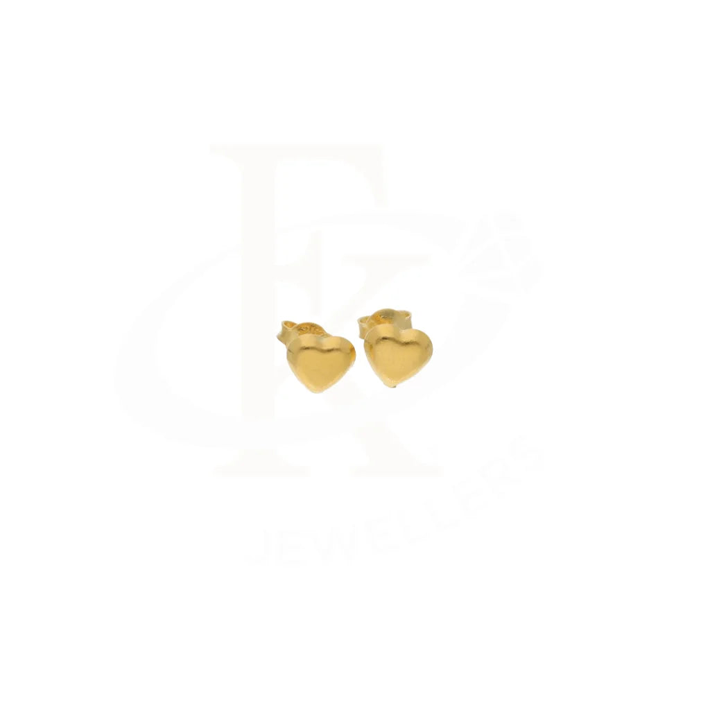 Gold Heart Shaped Earring 21Kt - Fkjern21Km8370 Earrings