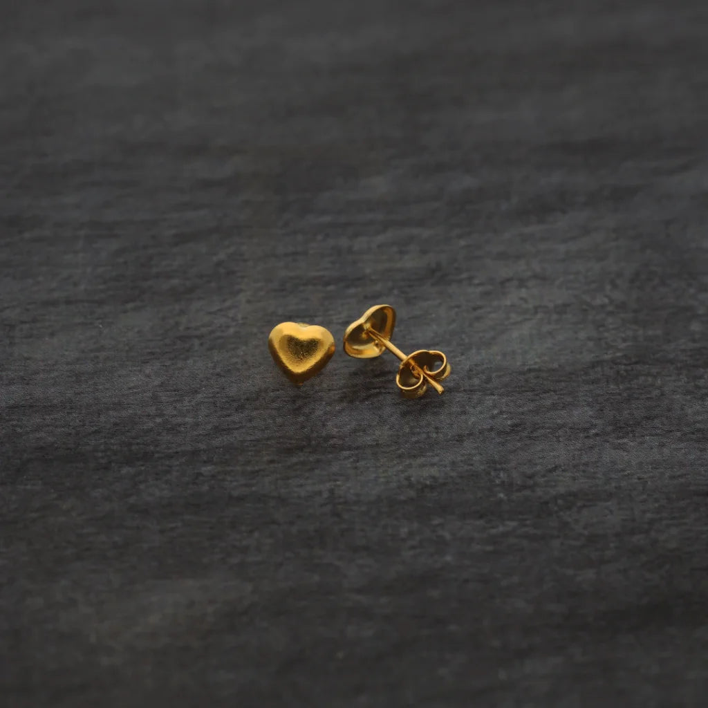 Gold Heart Shaped Earring 21Kt - Fkjern21Km8370 Earrings