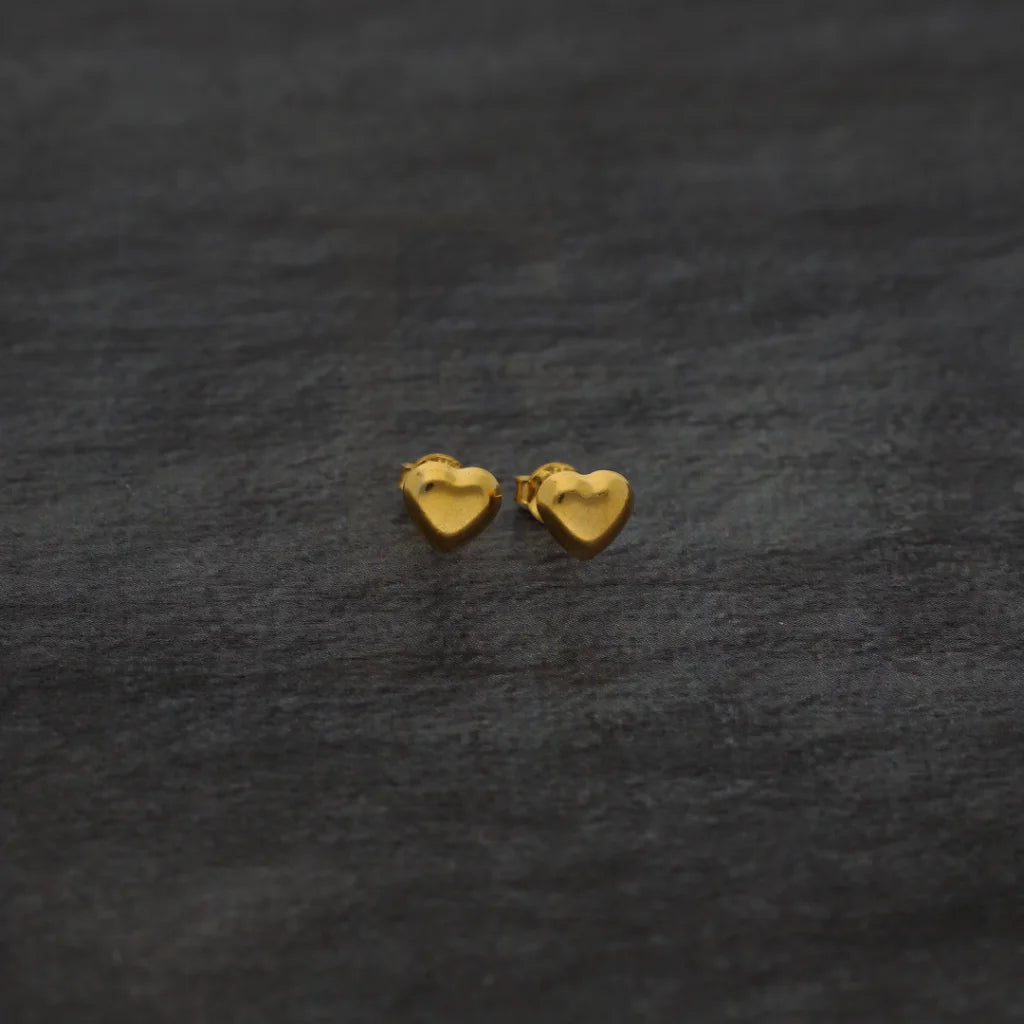 Gold Heart Shaped Earring 21Kt - Fkjern21Km8371 Earrings