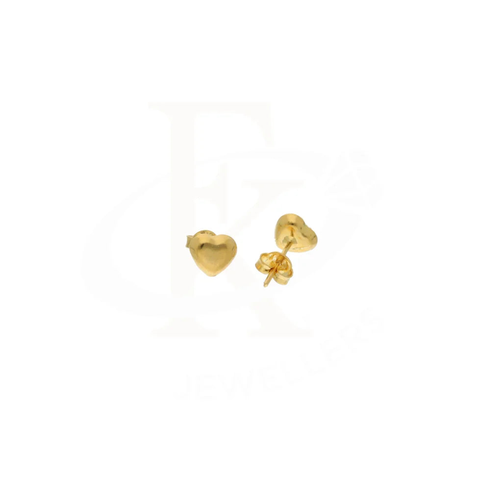 Gold Heart Shaped Earring 21Kt - Fkjern21Km8371 Earrings