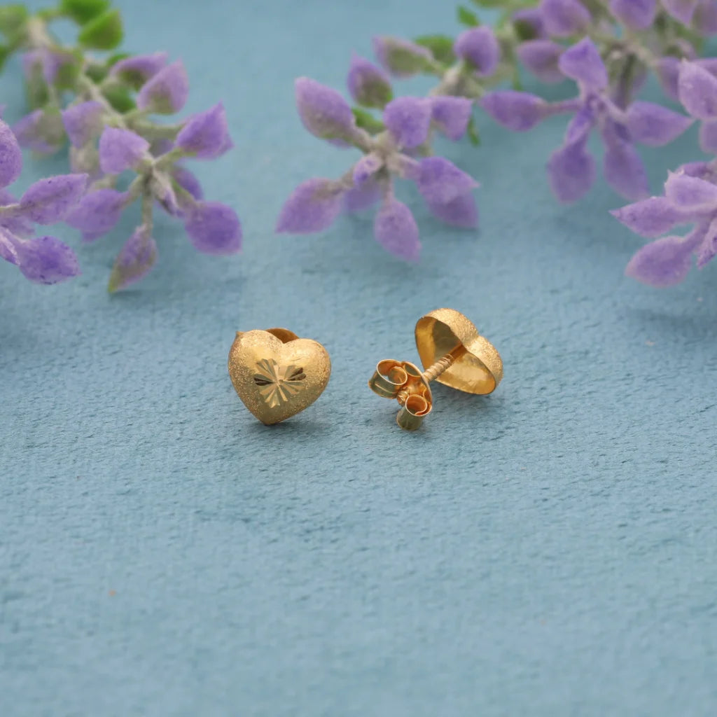 Gold Heart Shaped Earrings 18Kt - Fkjern18K8237