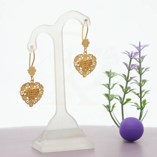 Gold Heart Shaped Earrings 21Kt - Fkjern21K7756