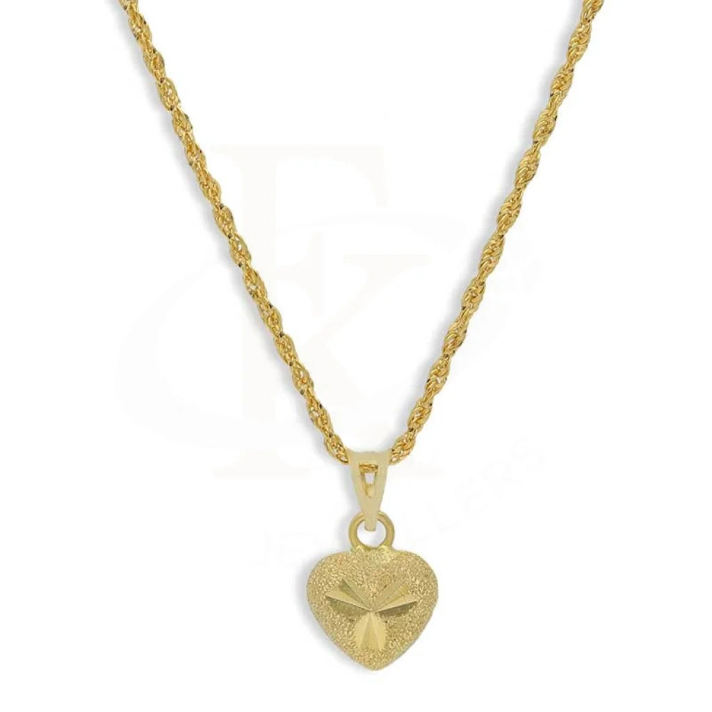 Gold Heart Shaped Pendant Set (Necklace And Earrings) 18Kt - Fkjnklst18K2440 Sets