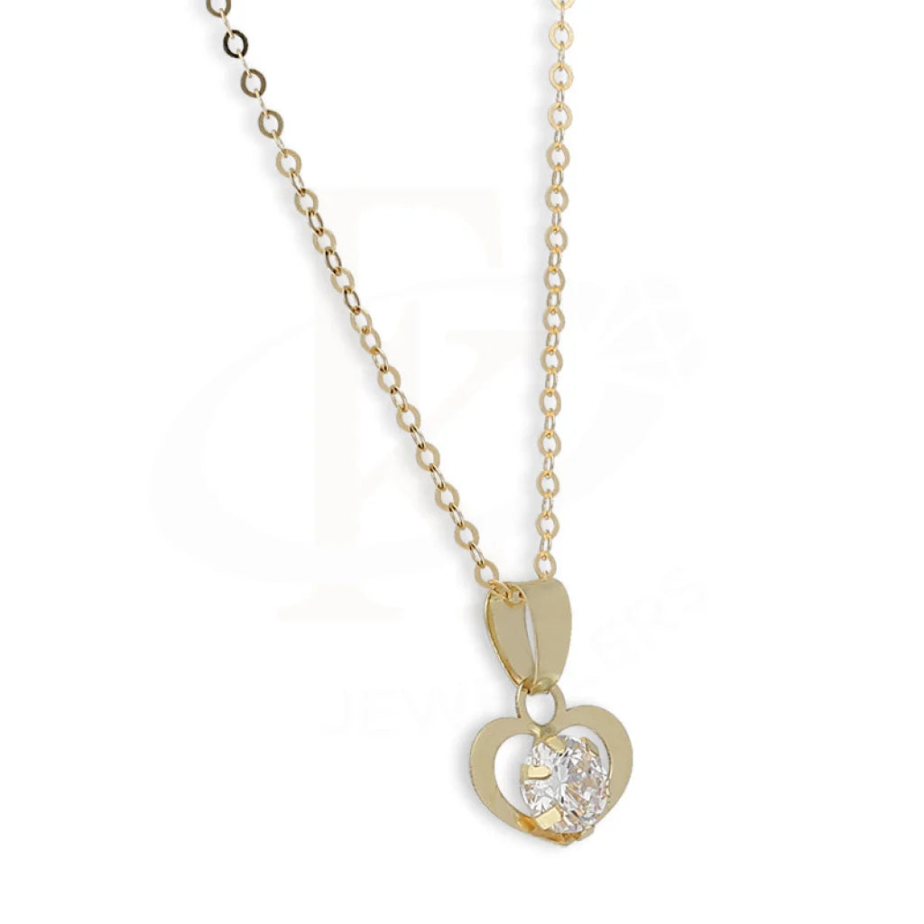 Gold Heart Shaped Solitaire Pendant Set (Necklace And Earrings) 18Kt - Fkjnklst18K5583 Sets
