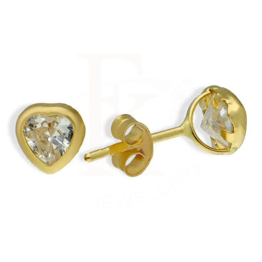 Gold Heart Shaped Solitaire Stud Earrings 18Kt - Fkjern18K2766