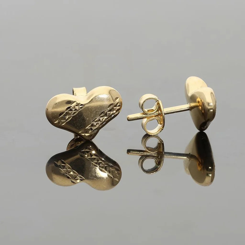 Gold Heart Shaped Stud Earrings 18Kt - Fkjern18K2205