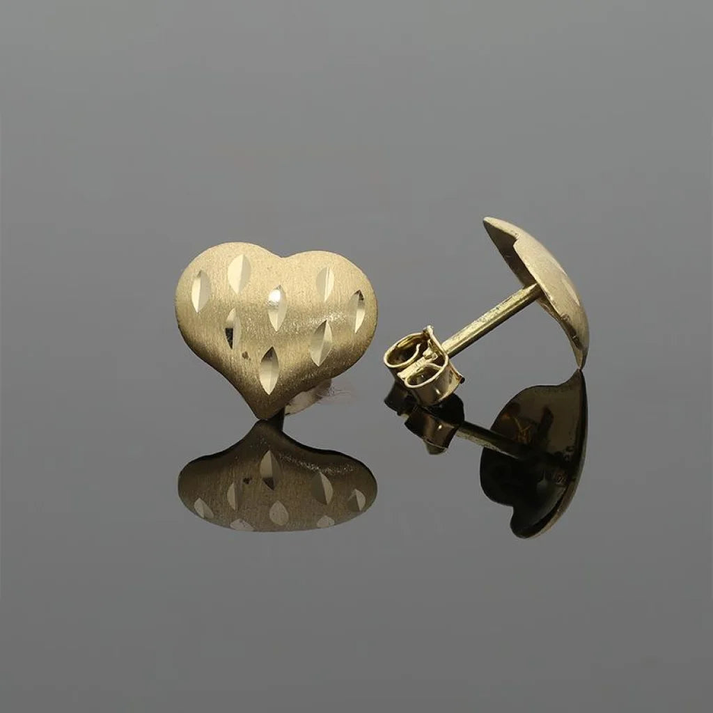 Gold Heart Shaped Stud Earrings 18Kt - Fkjern18K2297