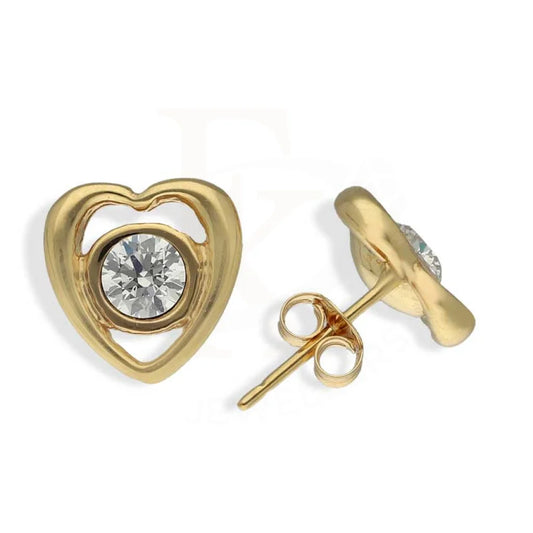 Gold Heart Shaped Stud Earrings 18Kt - Fkjern18K3038