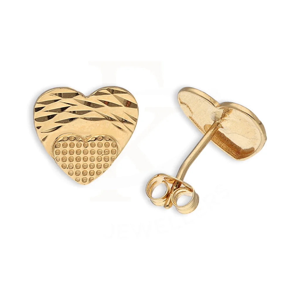 Gold Heart Shaped Stud Earrings 18Kt - Fkjern18K5543