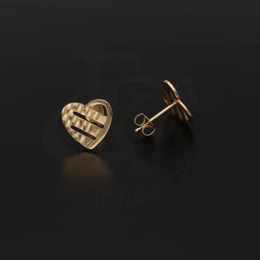 Gold Heart Shaped Stud Earrings 18Kt - Fkjern18K7346