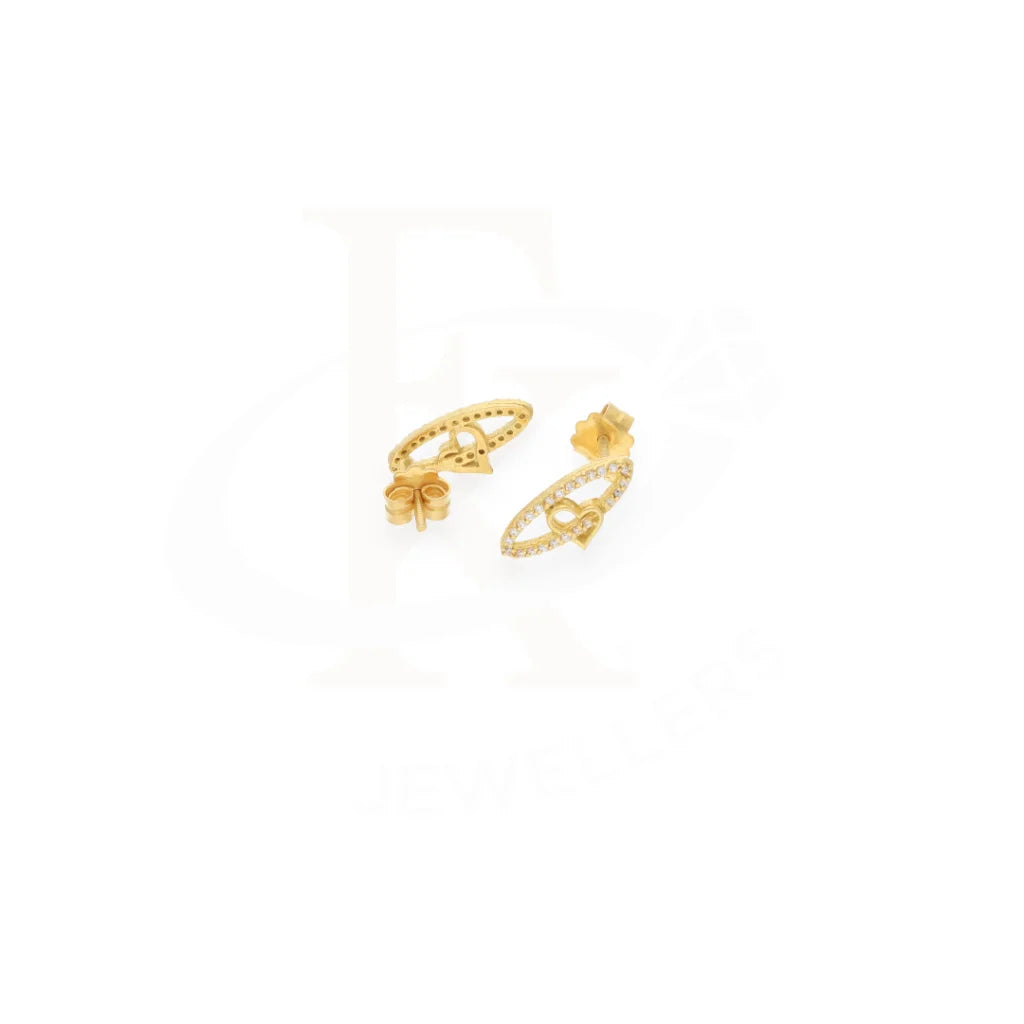 Gold Heart Shaped Stud Earrings 18Kt - Fkjern18K7835