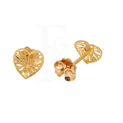 Gold Heart Shaped Stud Earrings 21Kt - Fkjern21Km8488