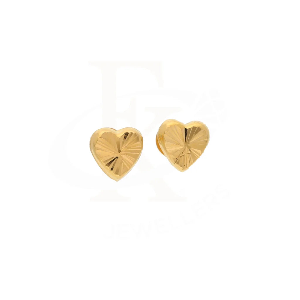 Gold Heart Shaped Stud Earrings 21Kt - Fkjern21Km8623