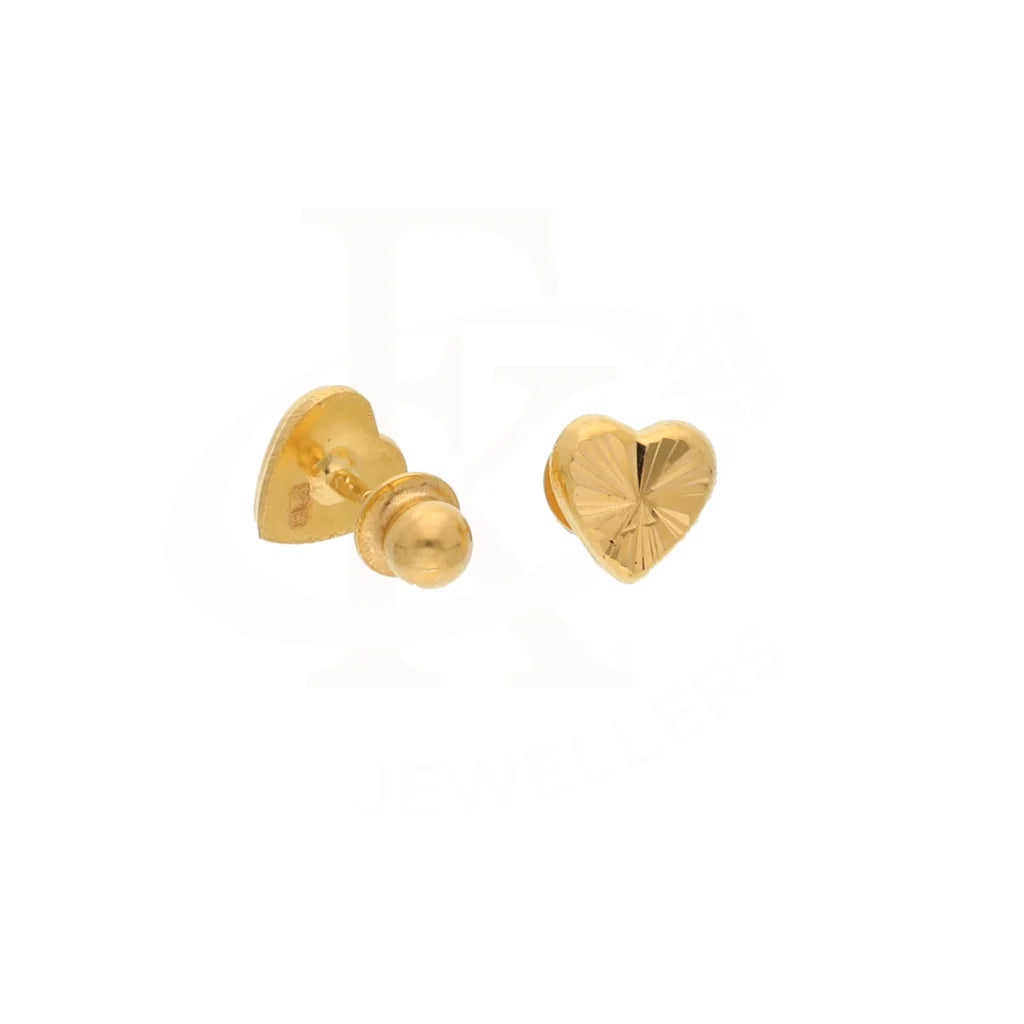 Gold Heart Shaped Stud Earrings 21Kt - Fkjern21Km8623