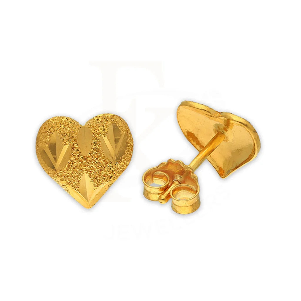 Gold Heart Shaped Stud Earrings 22Kt - Fkjern22K3134