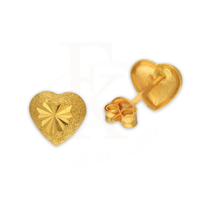 Gold Heart Shaped Stud Earrings 22Kt - Fkjern22K3136