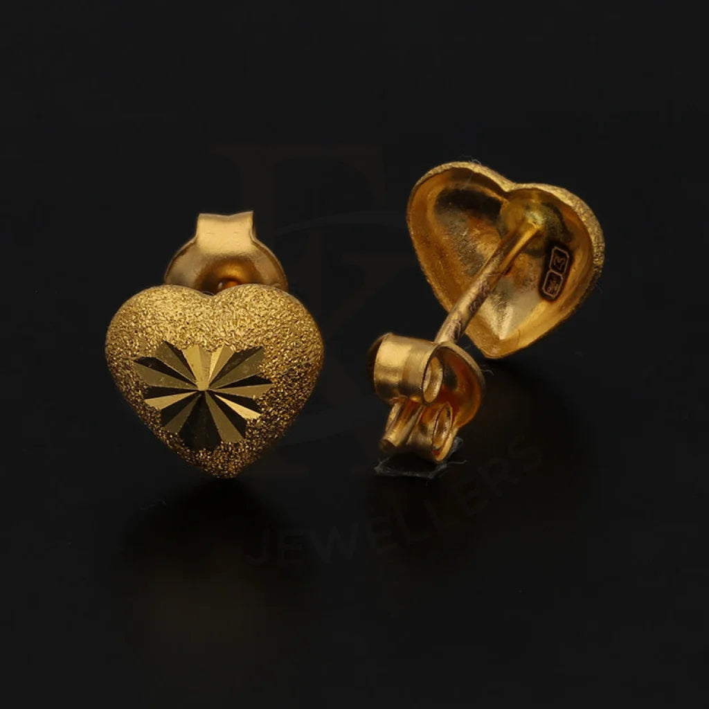 Gold Heart Shaped Stud Earrings 22Kt - Fkjern22K3136