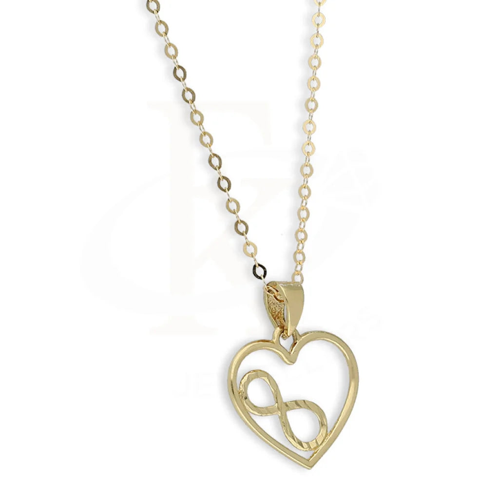 Gold Heart Shaped With Infinity Pendant Set (Necklace And Earrings) 18Kt - Fkjnklst18K5557 Sets