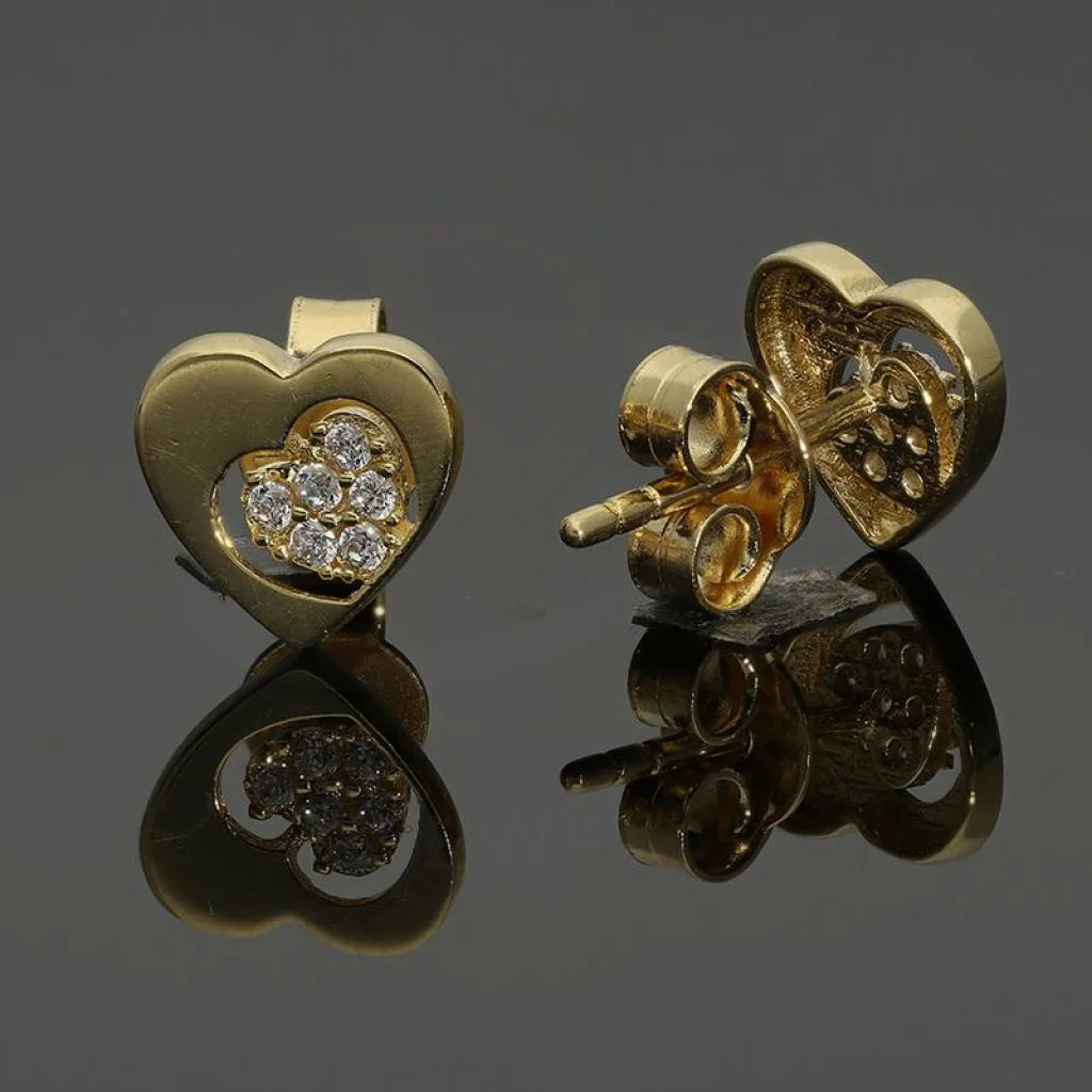 Gold Heart Stud Earrings 18Kt - Fkjern18K2644