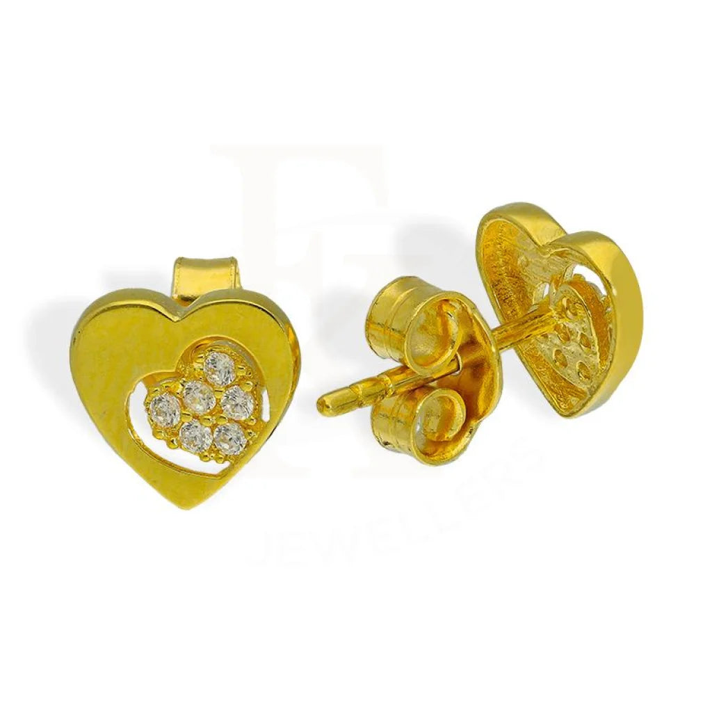 Gold Heart Stud Earrings 18Kt - Fkjern18K2644