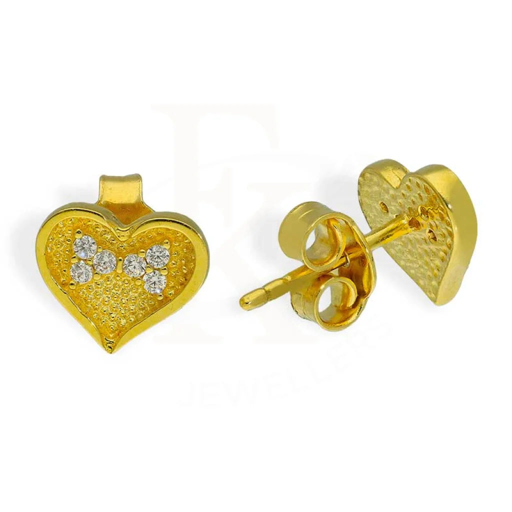 Gold Heart Stud Earrings 18Kt - Fkjern18K2654