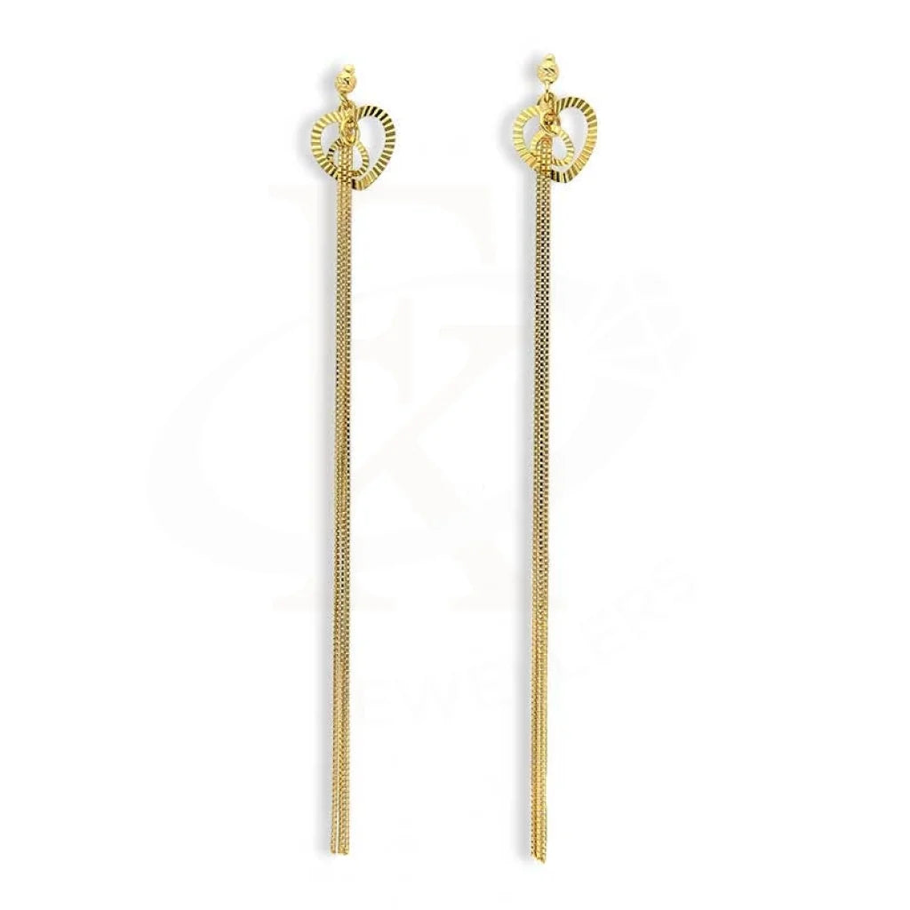 Gold Heart Tic Tac Drop Earrings 18Kt - Fkjern18K3103