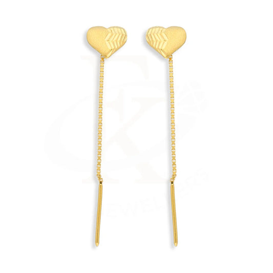 Gold Heart Tic-Tac Drop Earrings 22Kt - Fkjern22K5080