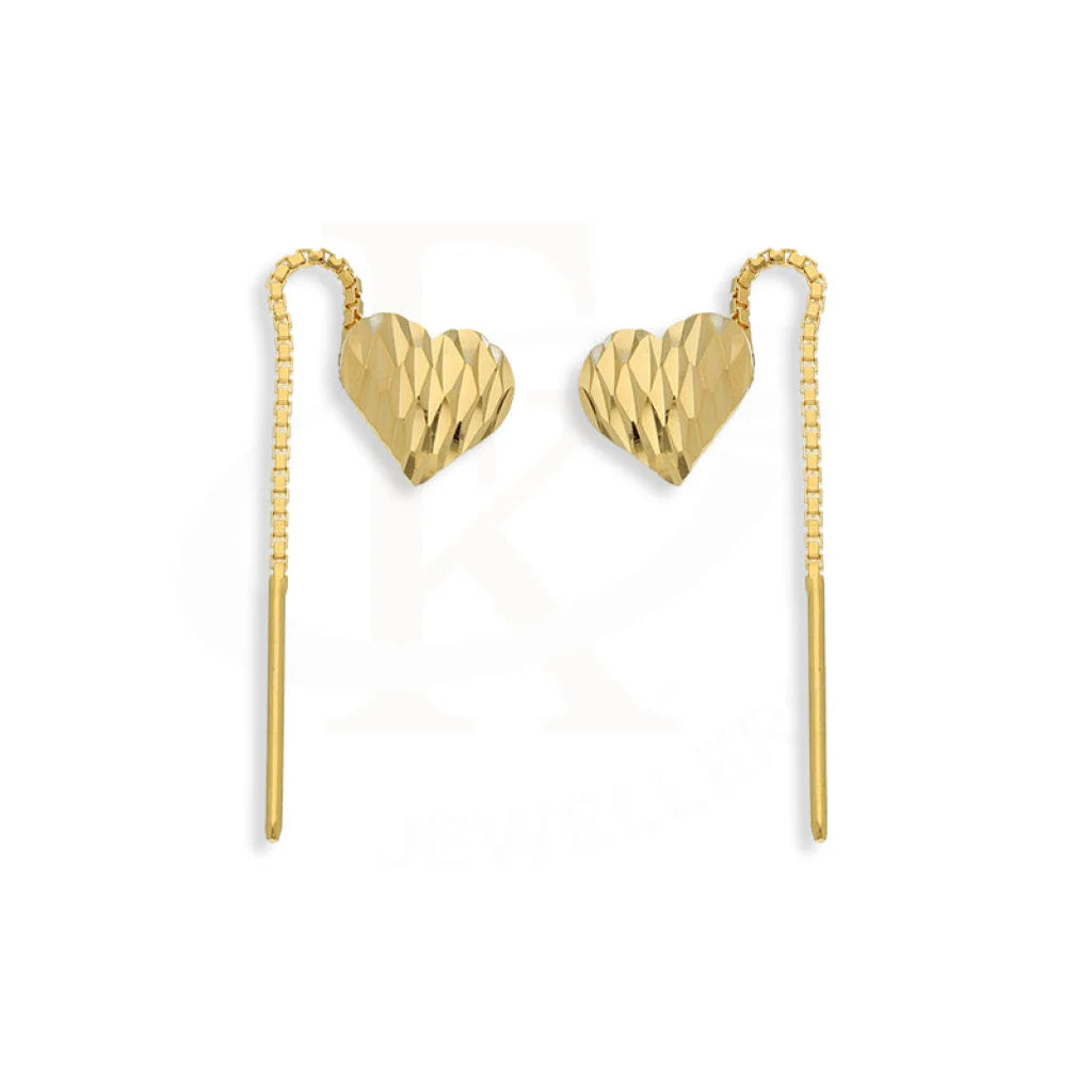 Gold Heart Tic-Tac Drop Earrings 22Kt - Fkjern22K5085