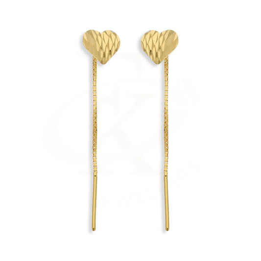 Gold Heart Tic-Tac Drop Earrings 22Kt - Fkjern22K5085