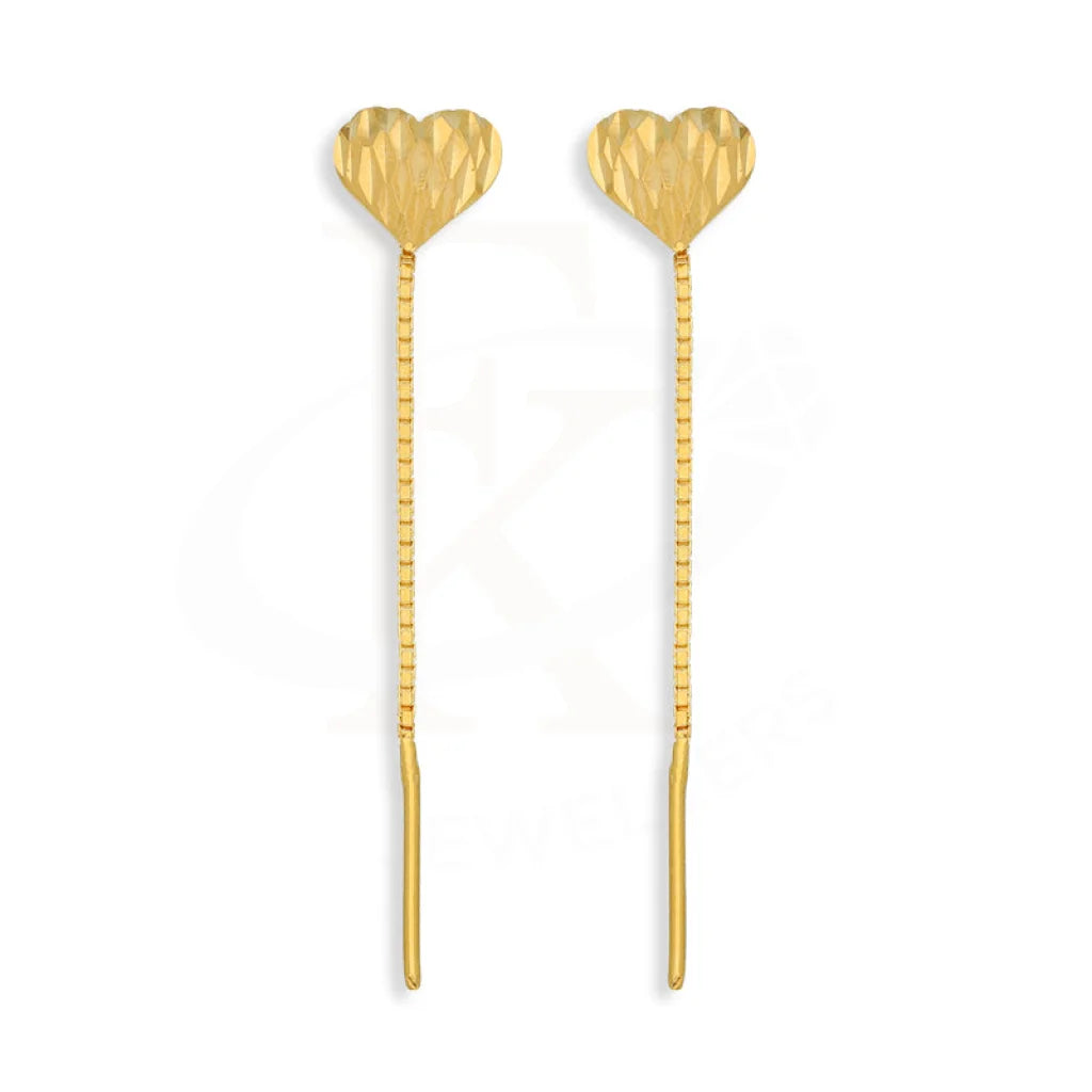 Gold Heart Tic-Tac Drop Earrings 22Kt - Fkjern22K5088