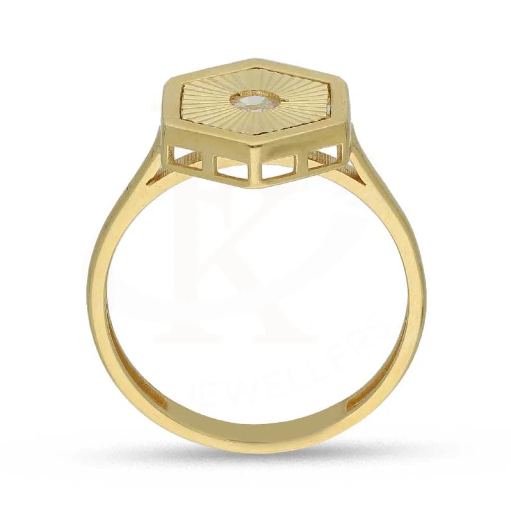 Gold Hexagon Shaped Ring 18Kt - Fkjrn18K3792 Rings