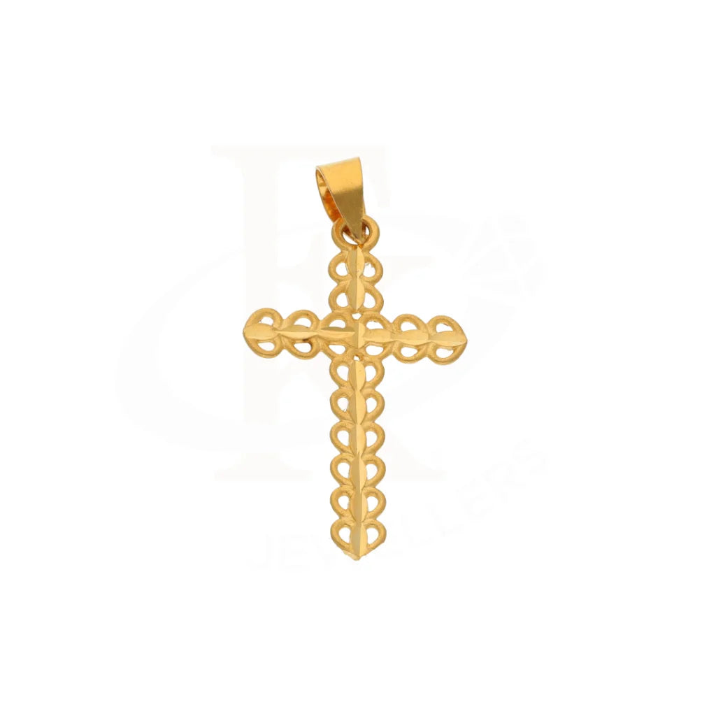 Gold Hollow Cross Shaped Pendant 21Kt - Fkjpnd21Km8542 Pendants