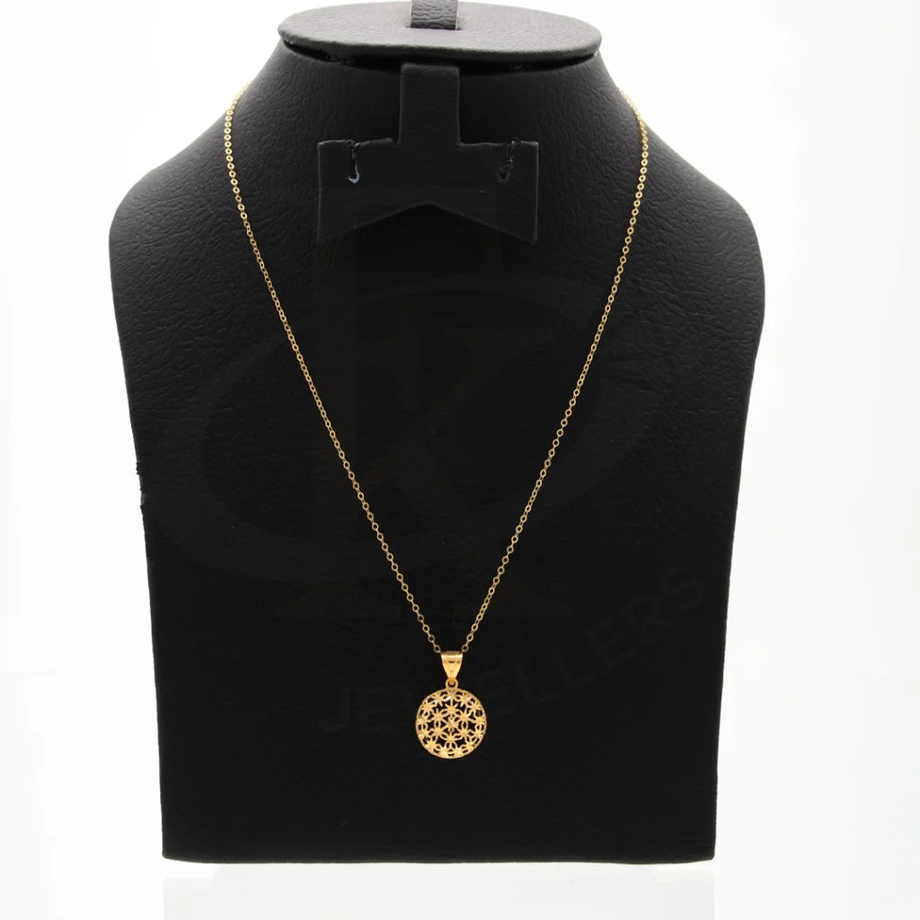 Gold Hollow Flower Shaped Pendant Set (Necklace Earrings And Ring) 21Kt - Fkjnklst21Km8049 Sets