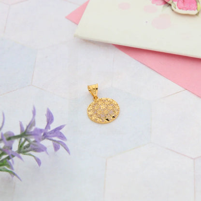 Gold Hollow Flower Shaped Pendant Set (Necklace Earrings And Ring) 21Kt - Fkjnklst21Km8049 Sets