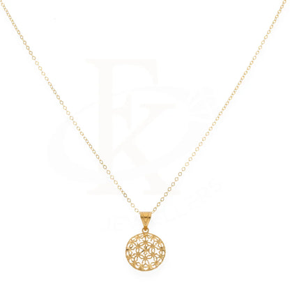 Gold Hollow Flower Shaped Pendant Set (Necklace Earrings And Ring) 21Kt - Fkjnklst21Km8049 Sets