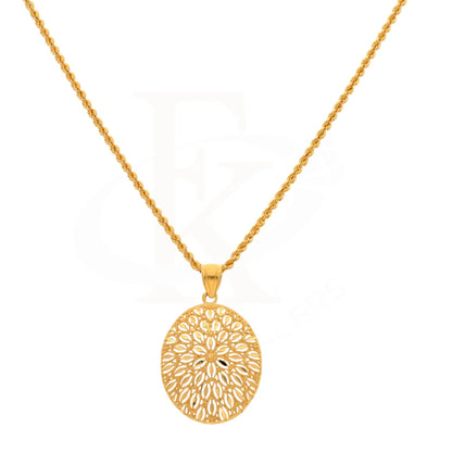 Gold Hollow Flower Shaped Pendant Set (Necklace Earrings And Ring) 21Kt - Fkjnklst21Km8513 Sets