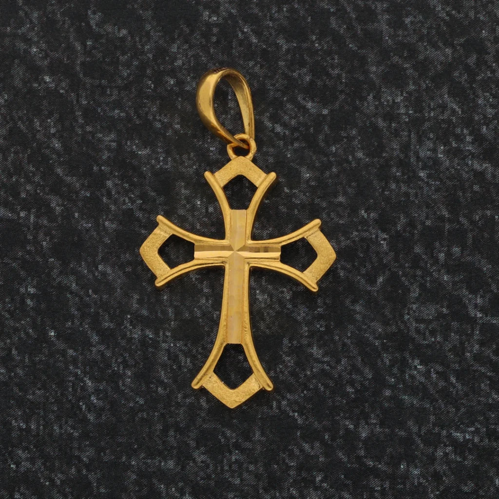 Gold Holy Cross Shaped Pendant 21Kt - Fkjpnd21K8569 Pendants