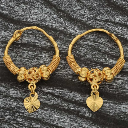 Gold Hoop Earrings 22Kt - Fkjern22K2706