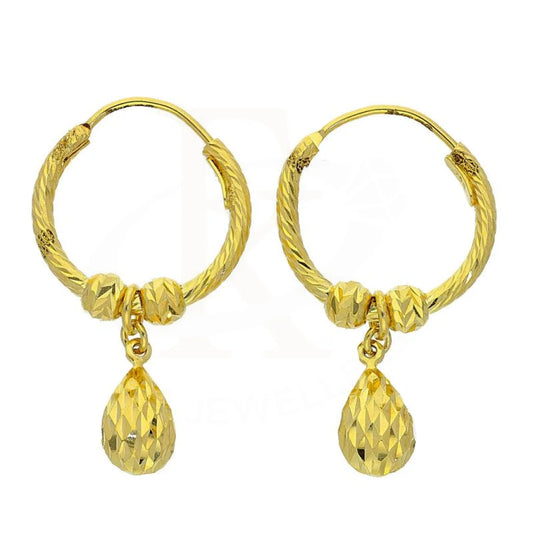 Gold Hoop With Hanging Pear Ball Earrings 18Kt - Fkjern18K1781