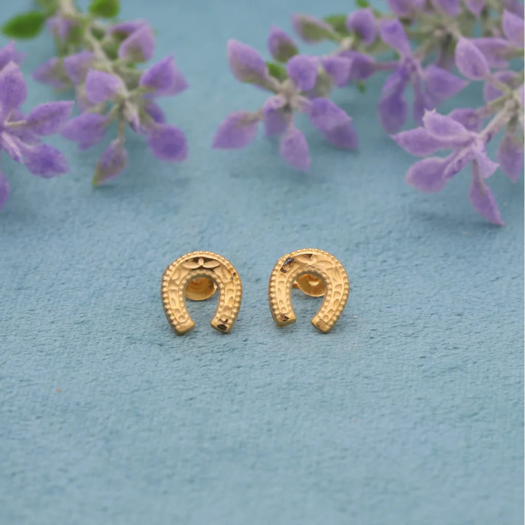 Gold Horse Shoe Earrings 18Kt - Fkjern18K8236