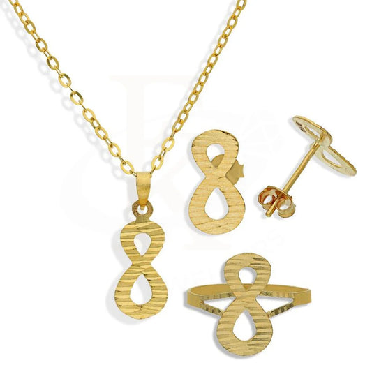 Gold Infinity Shaped Pendant Set (Necklace Earrings And Ring) 18Kt - Fkjnklst18K2169 Sets