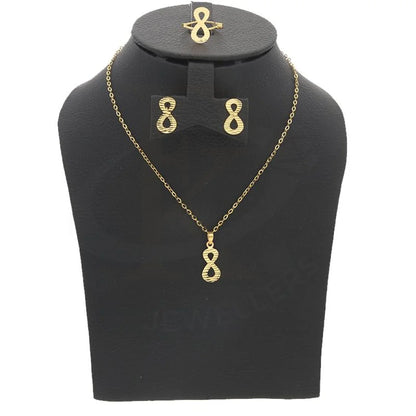 Gold Infinity Shaped Pendant Set (Necklace Earrings And Ring) 18Kt - Fkjnklst18K2169 Sets