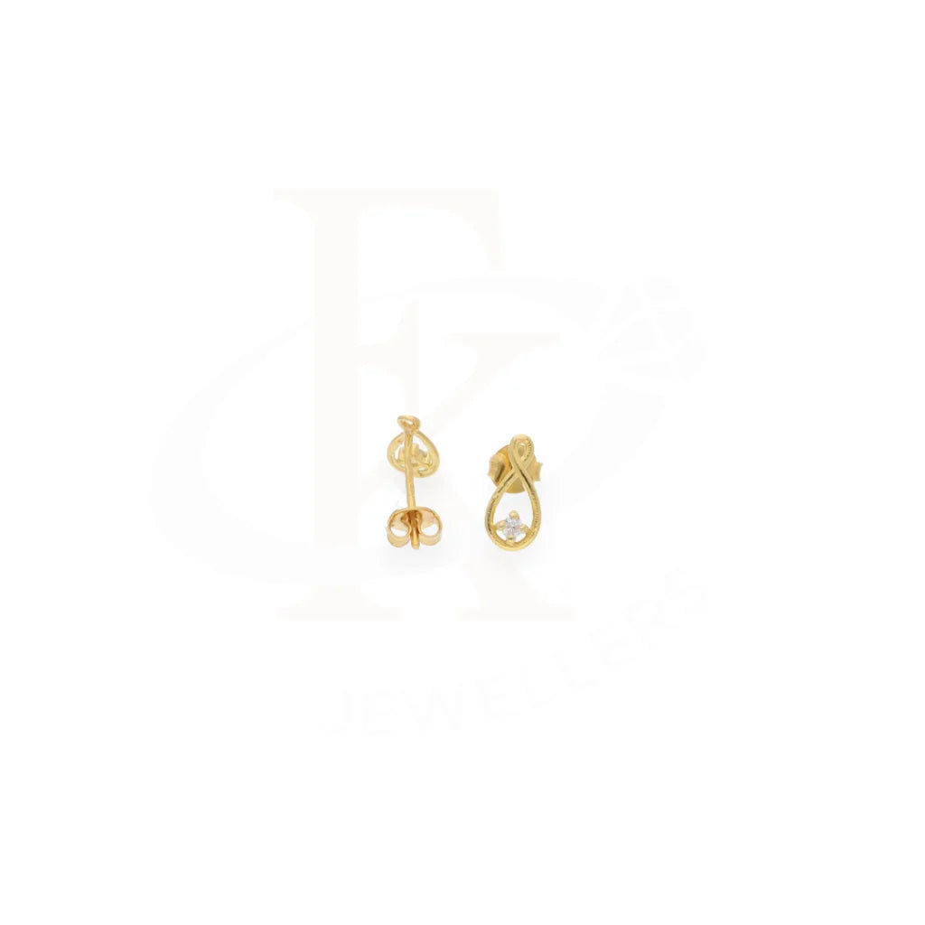 Gold Infinity Shaped Stud Earrings 18Kt - Fkjern18K7839