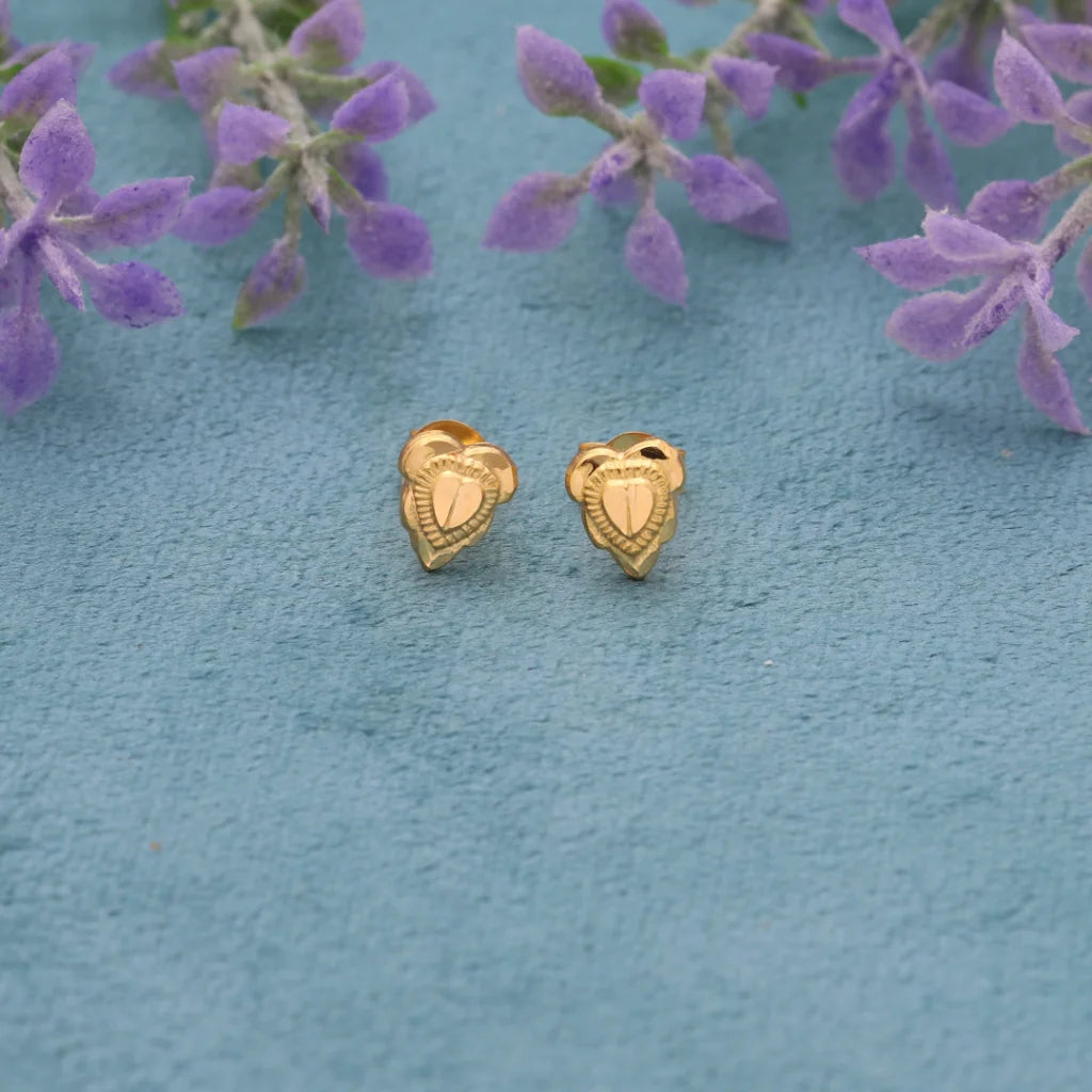 Gold Irregular Heart Shaped Earrings 18Kt - Fkjern18K8234