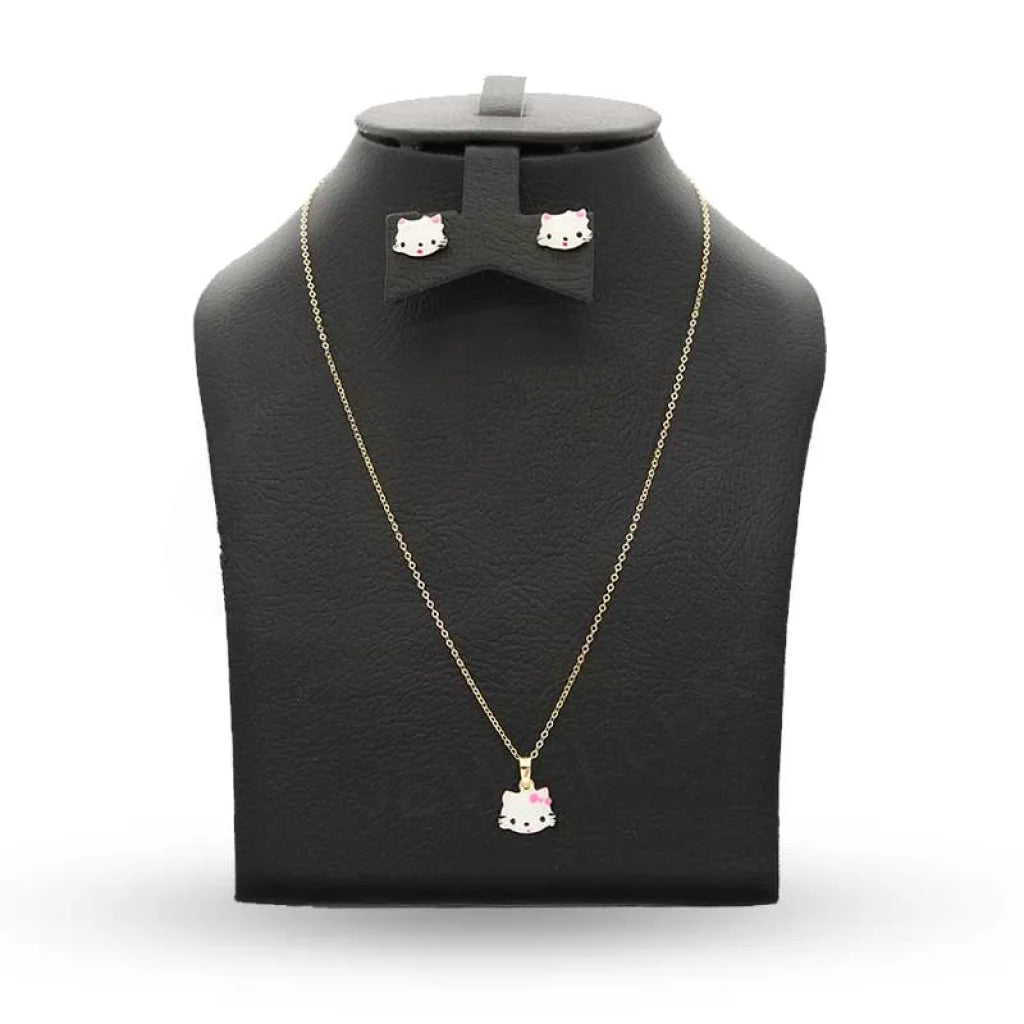 Gold Kitty Baby Pendant Set (Necklace And Earrings) 18Kt - Fkjnklst18K2429 Sets