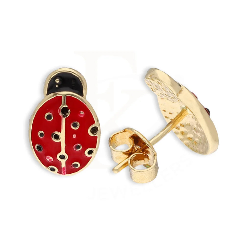 Gold Ladybug Shaped Stud Earrings 18Kt - Fkjern18K5371