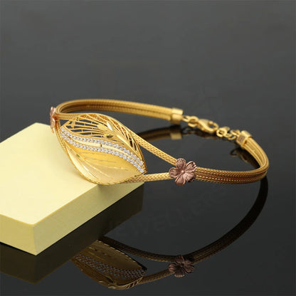 Gold Leaf Shaped Bracelet 22Kt - Fkjbrl22K5038 Bracelets