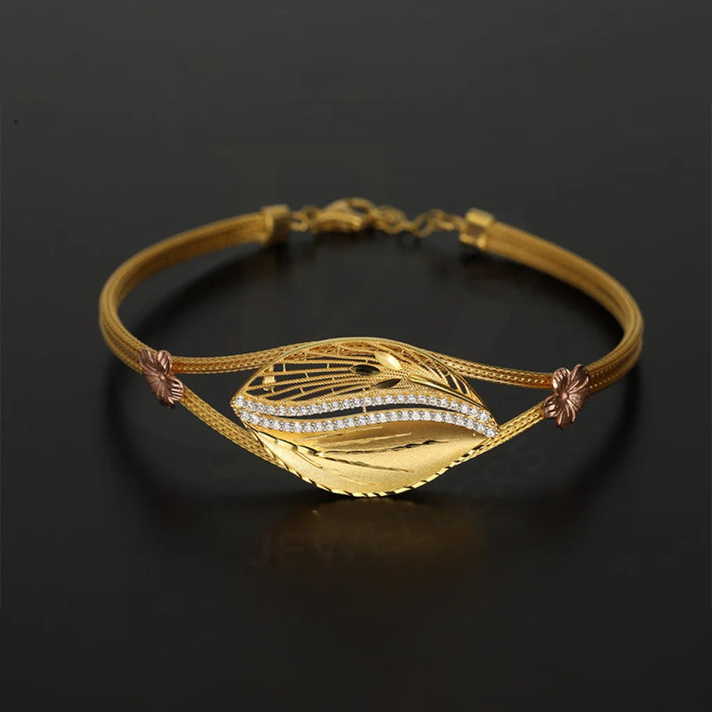 Dual Tone Gold Leaf Shaped Bracelet 22Kt - Fkjbrl22K5038 Bracelets